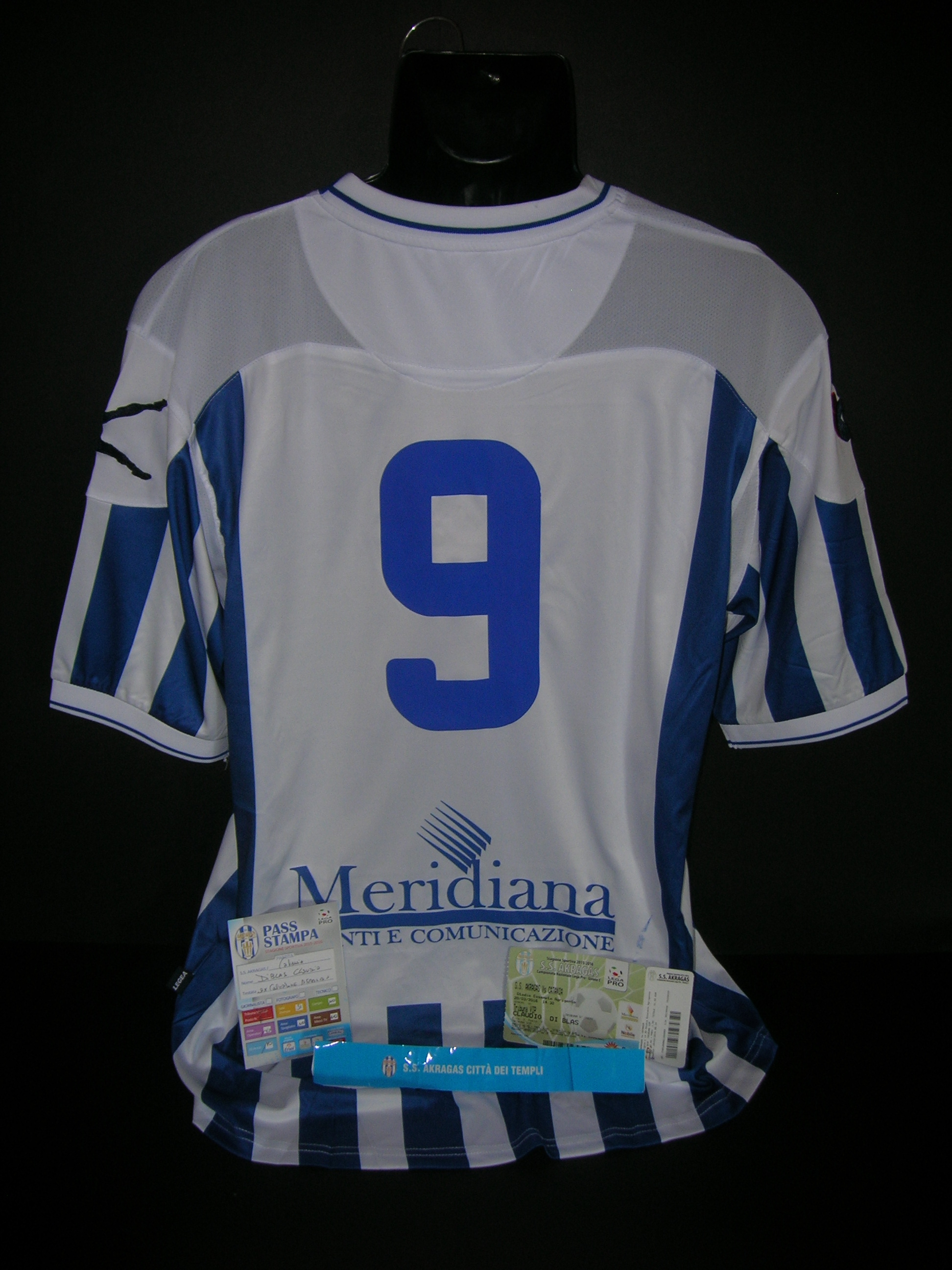 Akragas 2015-16 maglia indossata da Di Piazza contro il Catania Agrigento 20 marzo 2016  X-2